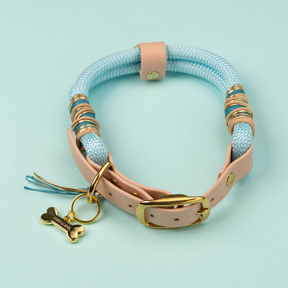 Set Vodítko + Obojek Aussie Maison - Baby Blue – Obojek Aussie Maison - Baby Blue