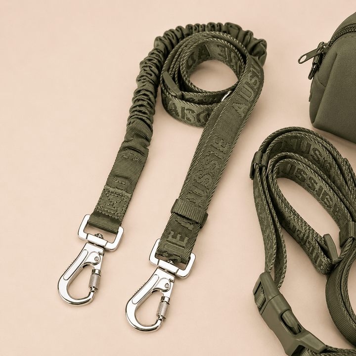 Hands-free set Aussie Maison - Khaki – Khaki - Adventure vodítko s amortizérem