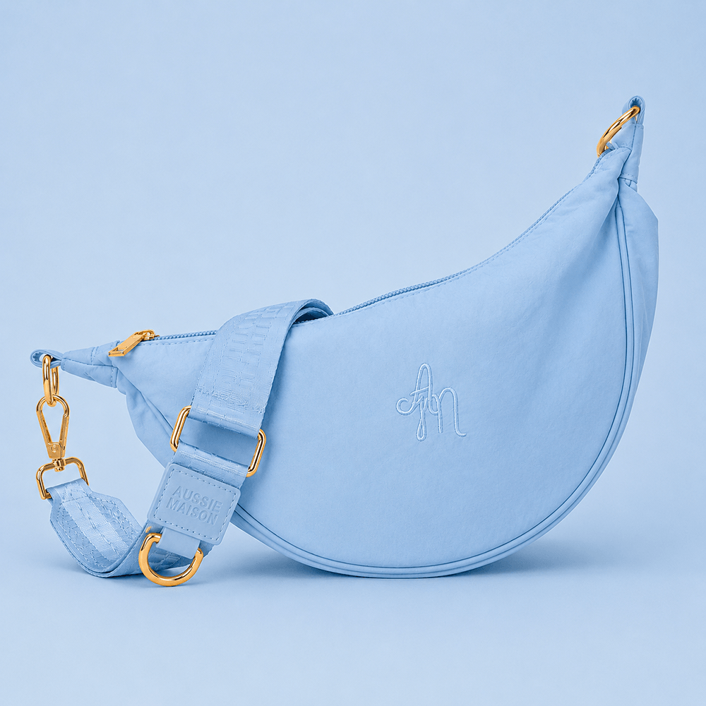 Set Moon Bag + Kapsička na pamlsky Aussie Maison - Simply the Baby Blue – Moon Bag Pamlskovník Aussie Maison - Simply the Baby Blue
