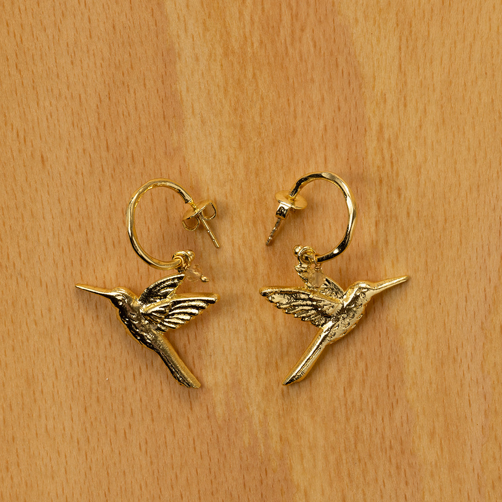 Pozlacené náušnice Rebel Hummingbird – Citrine