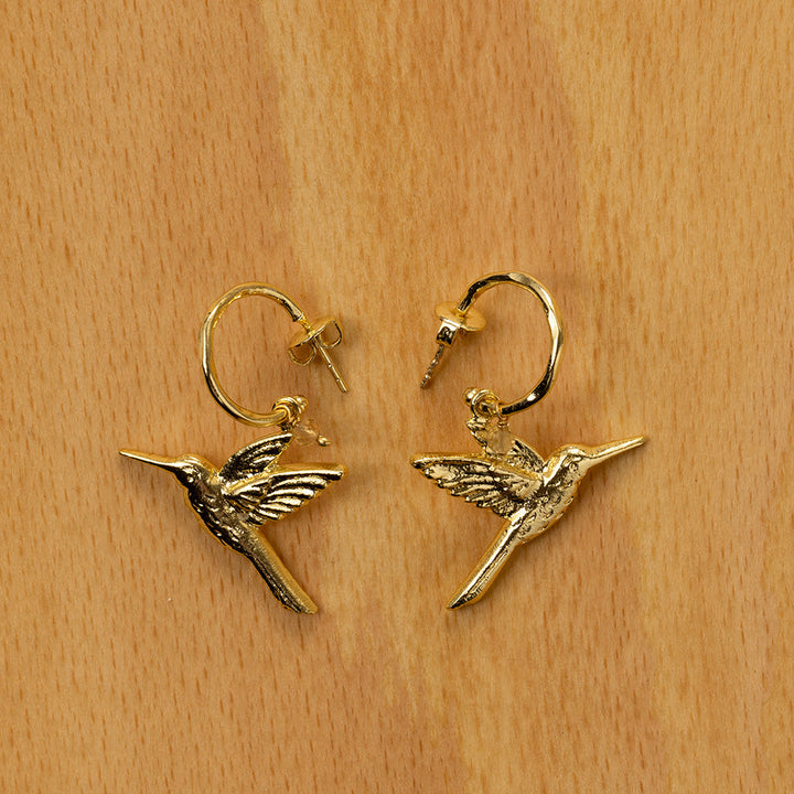 Pozlacené náušnice Rebel Hummingbird – Citrine