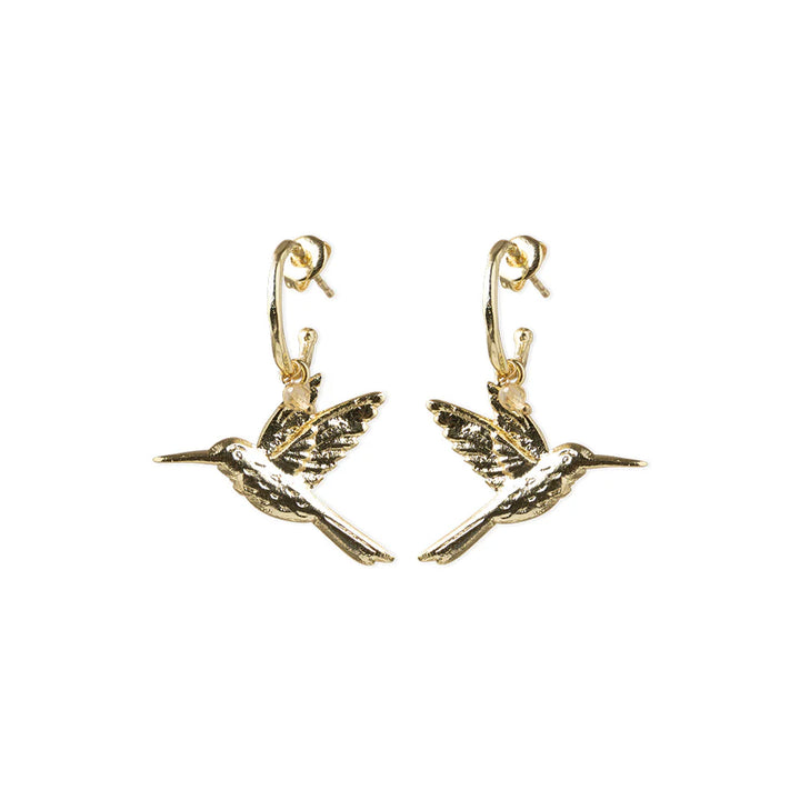 Pozlacené náušnice Rebel Hummingbird – Citrine