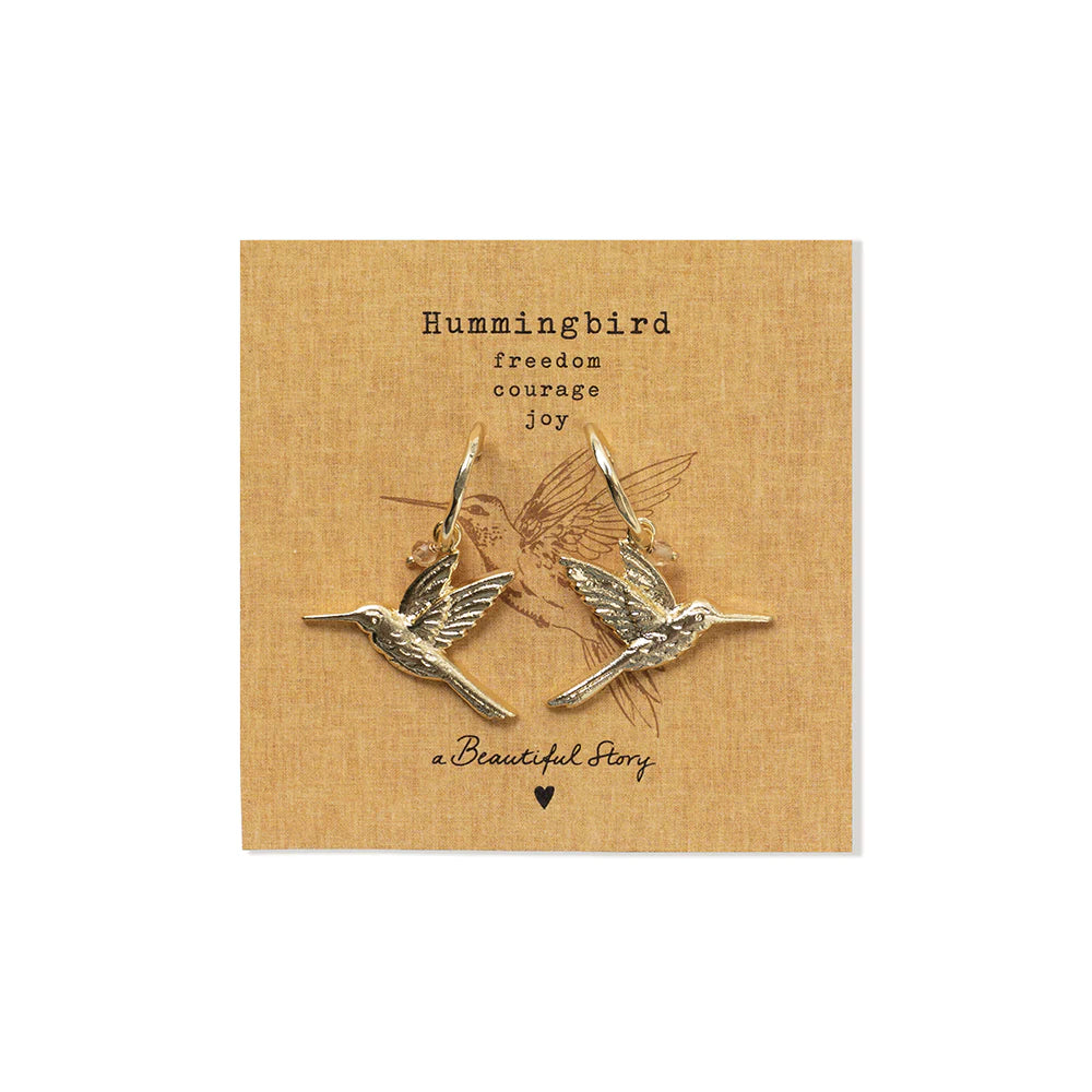Pozlacené náušnice Rebel Hummingbird – Citrine