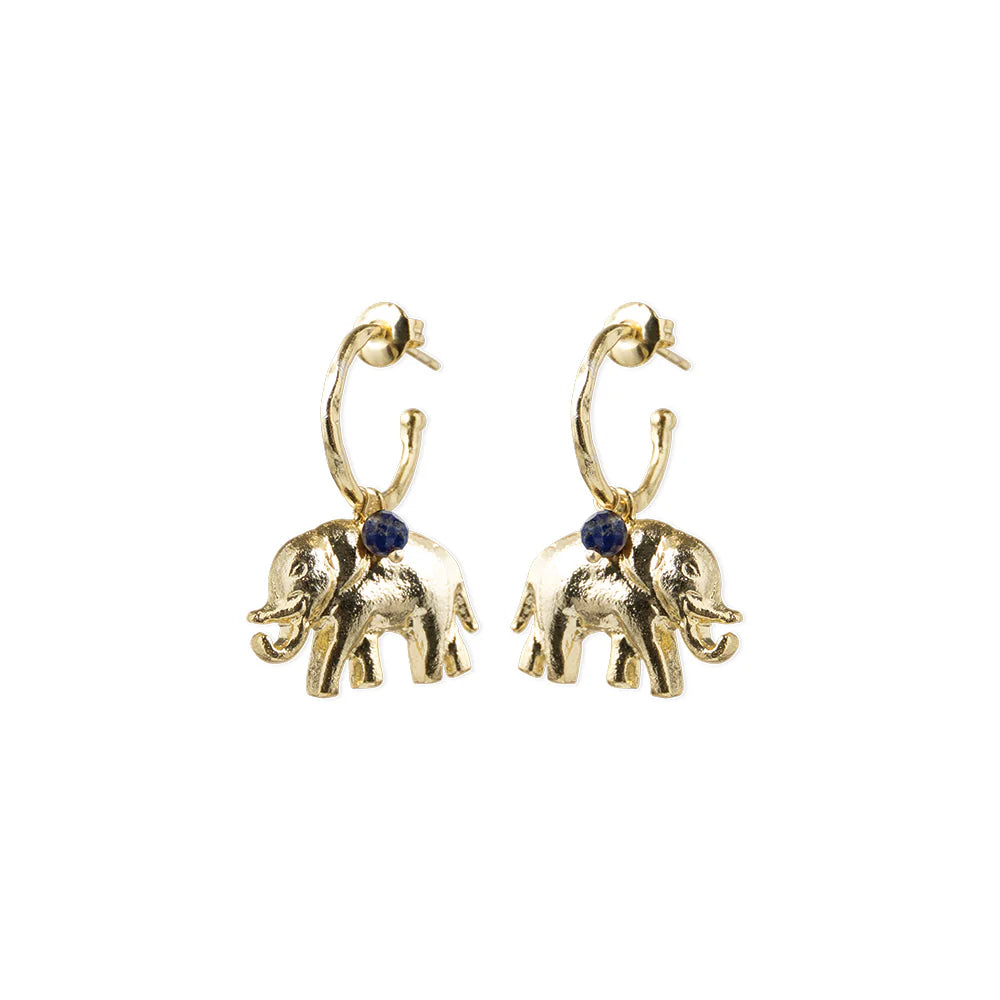 Pozlacené náušnice Rebel Elephant – Lapis Lazuli