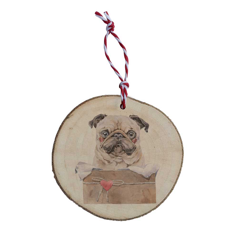 Weihnachtsdekoration aus Holz – Mops