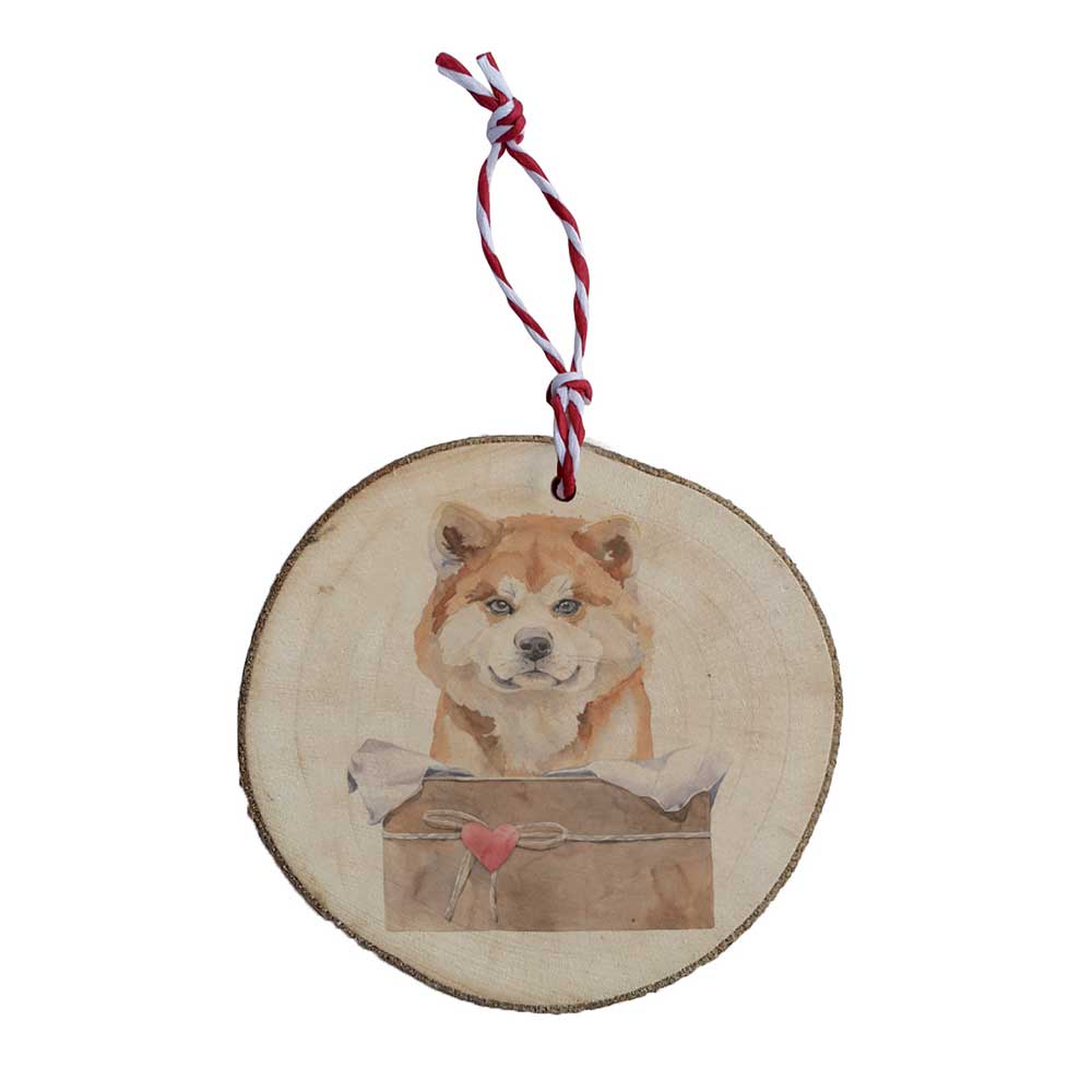 Weihnachtliche Holzdekoration - Shiba Inu