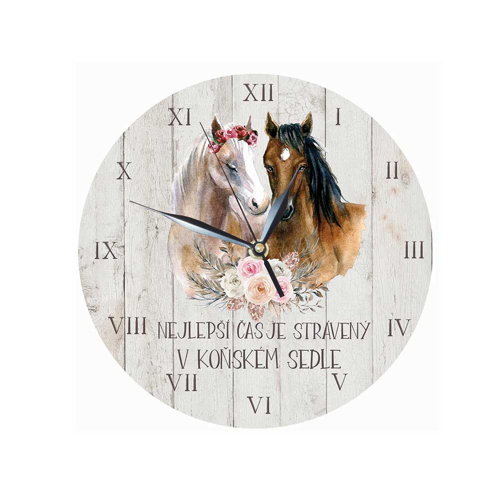 Wooden wall clock for horse lovers