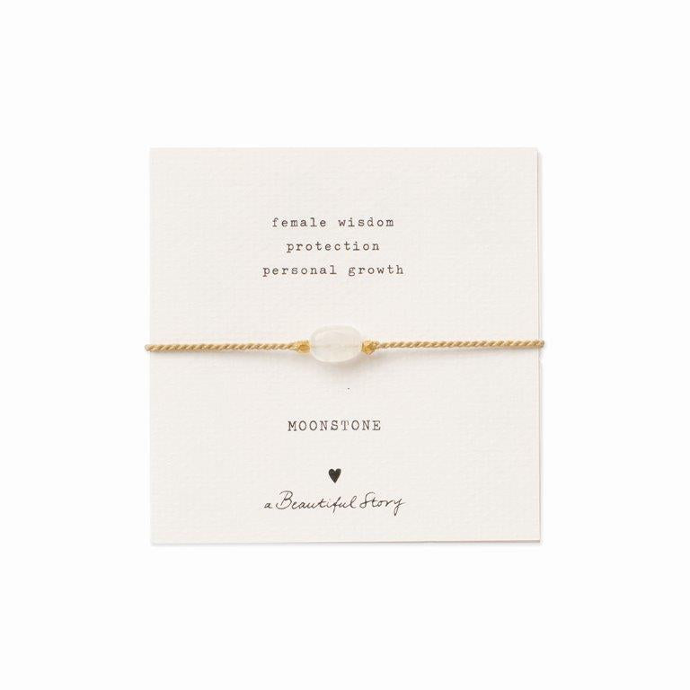 Gemstone Card zlatý náramek - Měsíční kámen