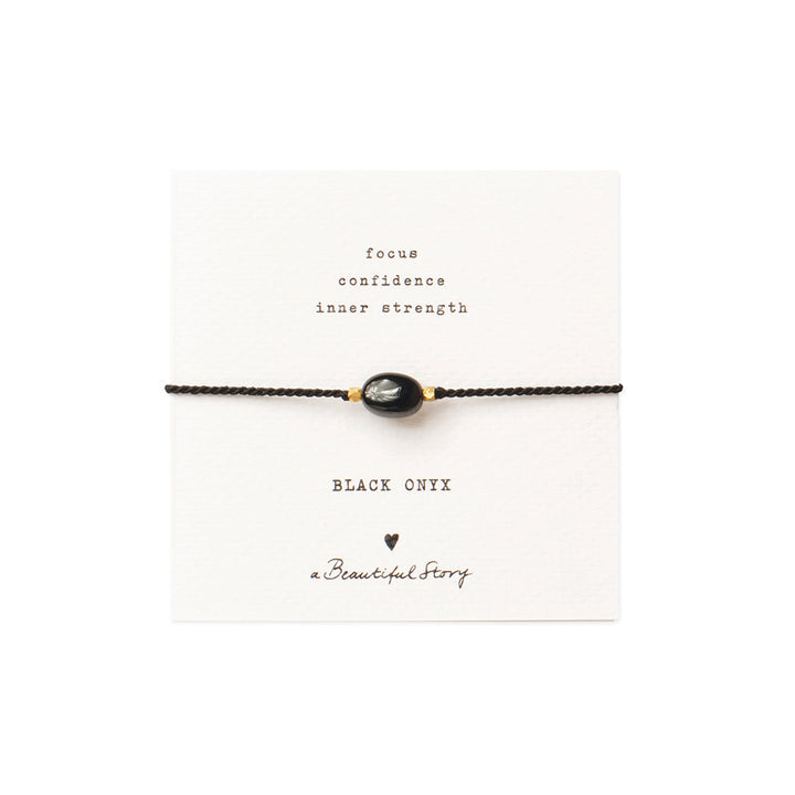 Gemstone Card gold bracelet - Black Onyx