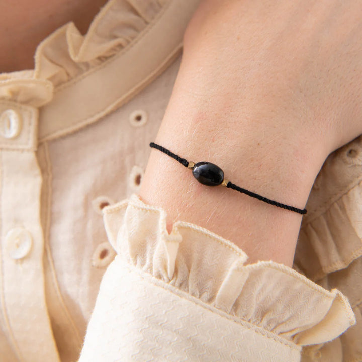 Gemstone Card gold bracelet - Black Onyx