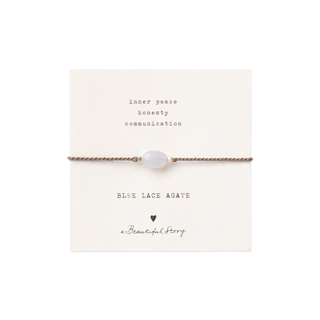 Gemstone Card silver bracelet - Blue Lace Agate