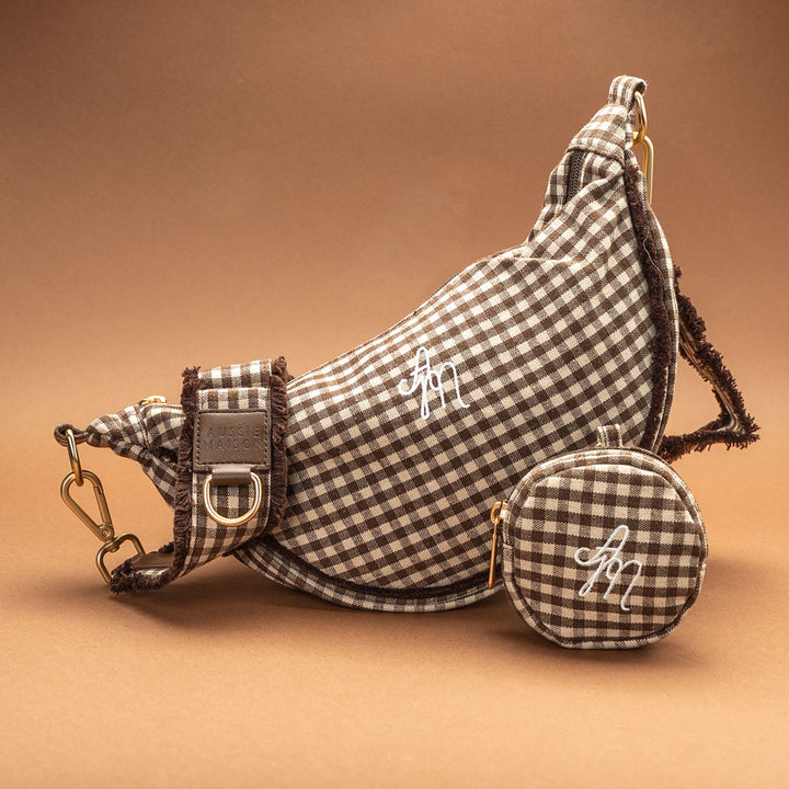 Moon Bag Cocoa Check s kapsičkou na pamlsky