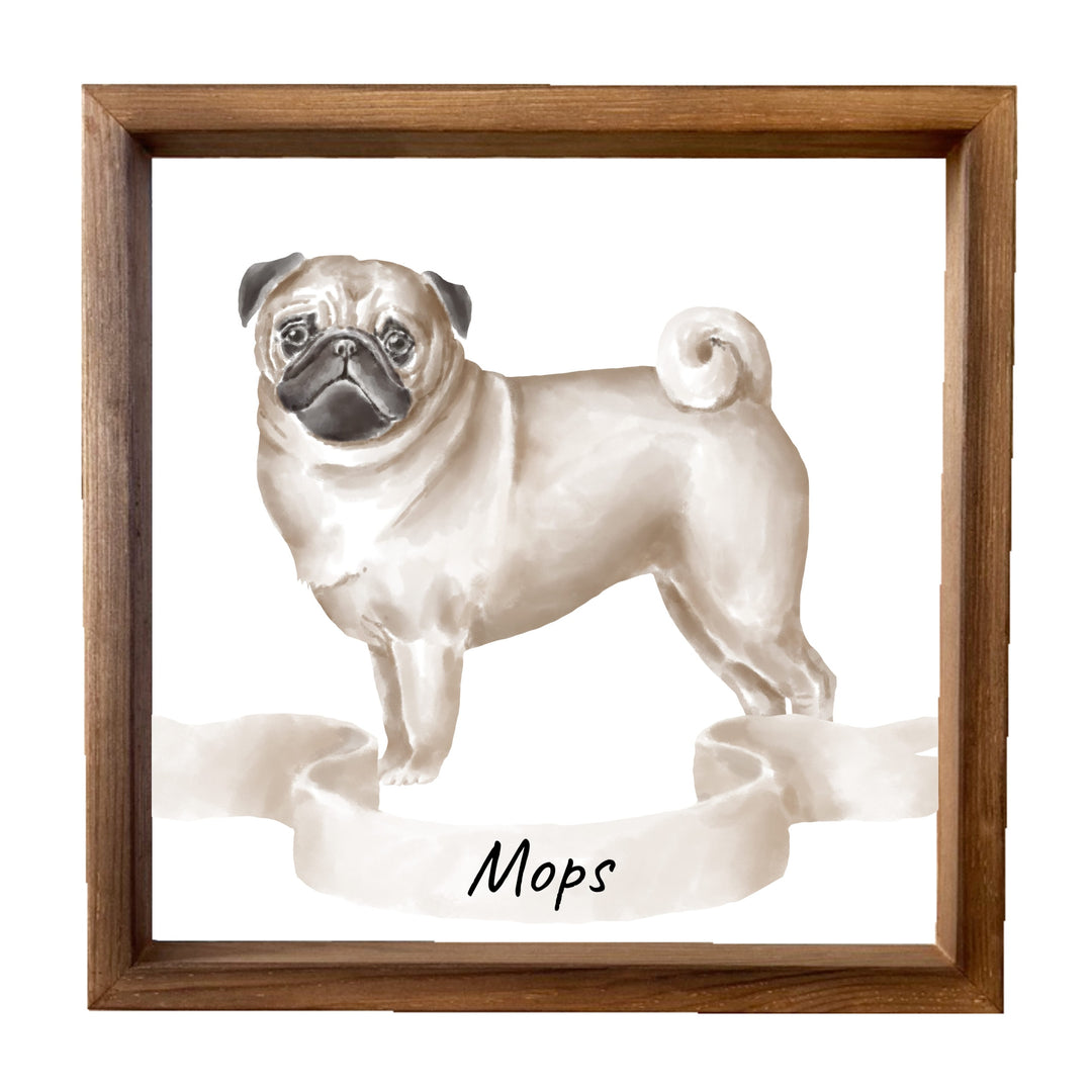 Holzbild 33x33cm – Mops