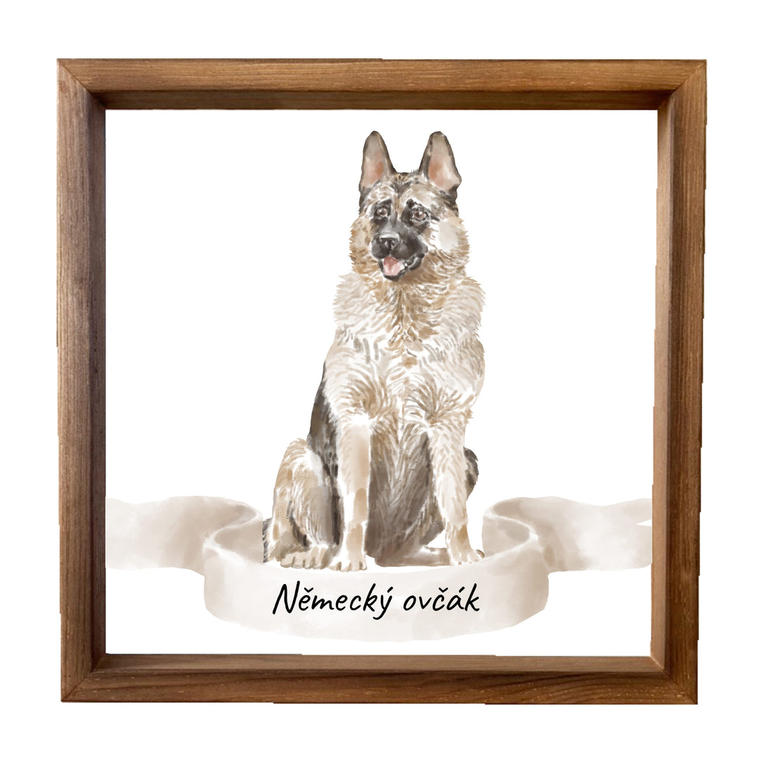 Holzbild 33x33cm - Deutscher Schäferhund