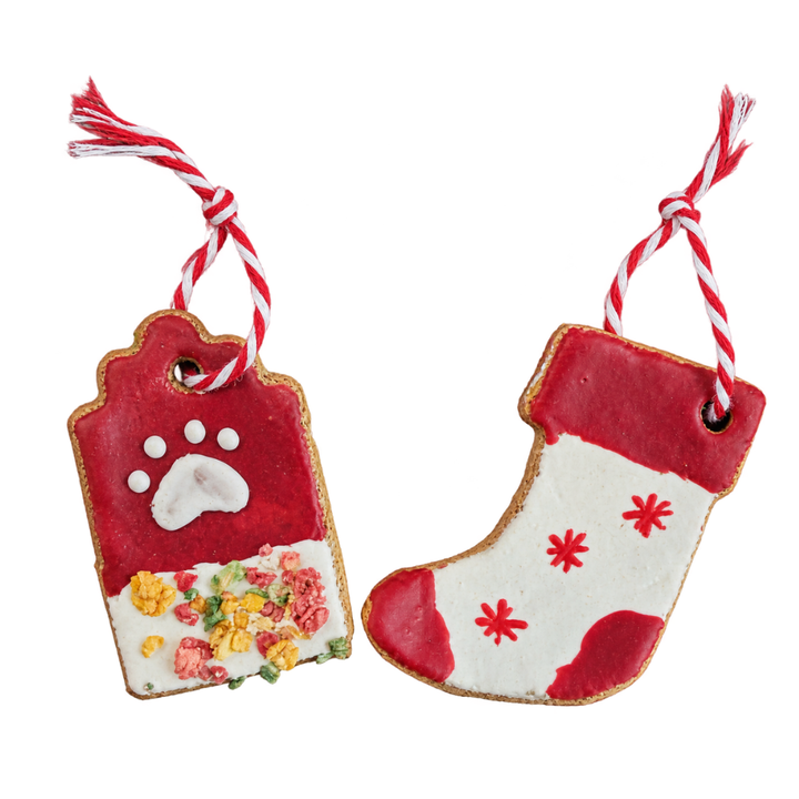 Jedlá bota Santa Clause a vánoční visačka pro psy