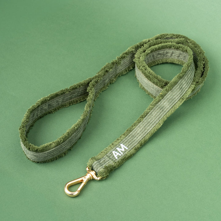 Vodítko Khaki Cord Crush – roztřepený lem a výšivka AM
