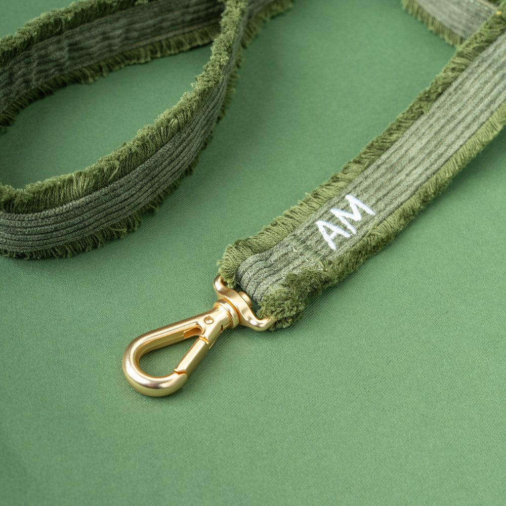 Vodítko Khaki Cord Crush – detail zlaté karabiny