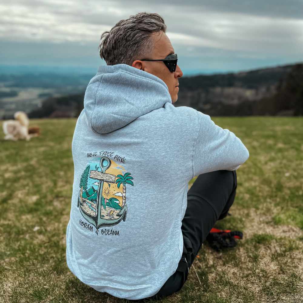 Unisex mikina - Hory a Ocean -šedá