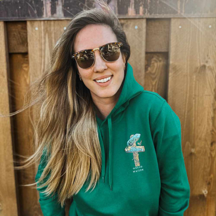 Oversize grünes Sweatshirt - Berge und Ozean
