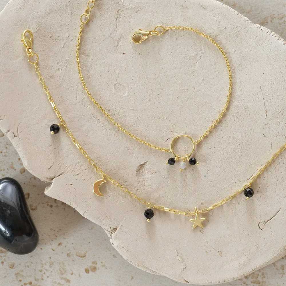 Ochranný pozlacený náramek - Černým onyx &amp; Labradorit