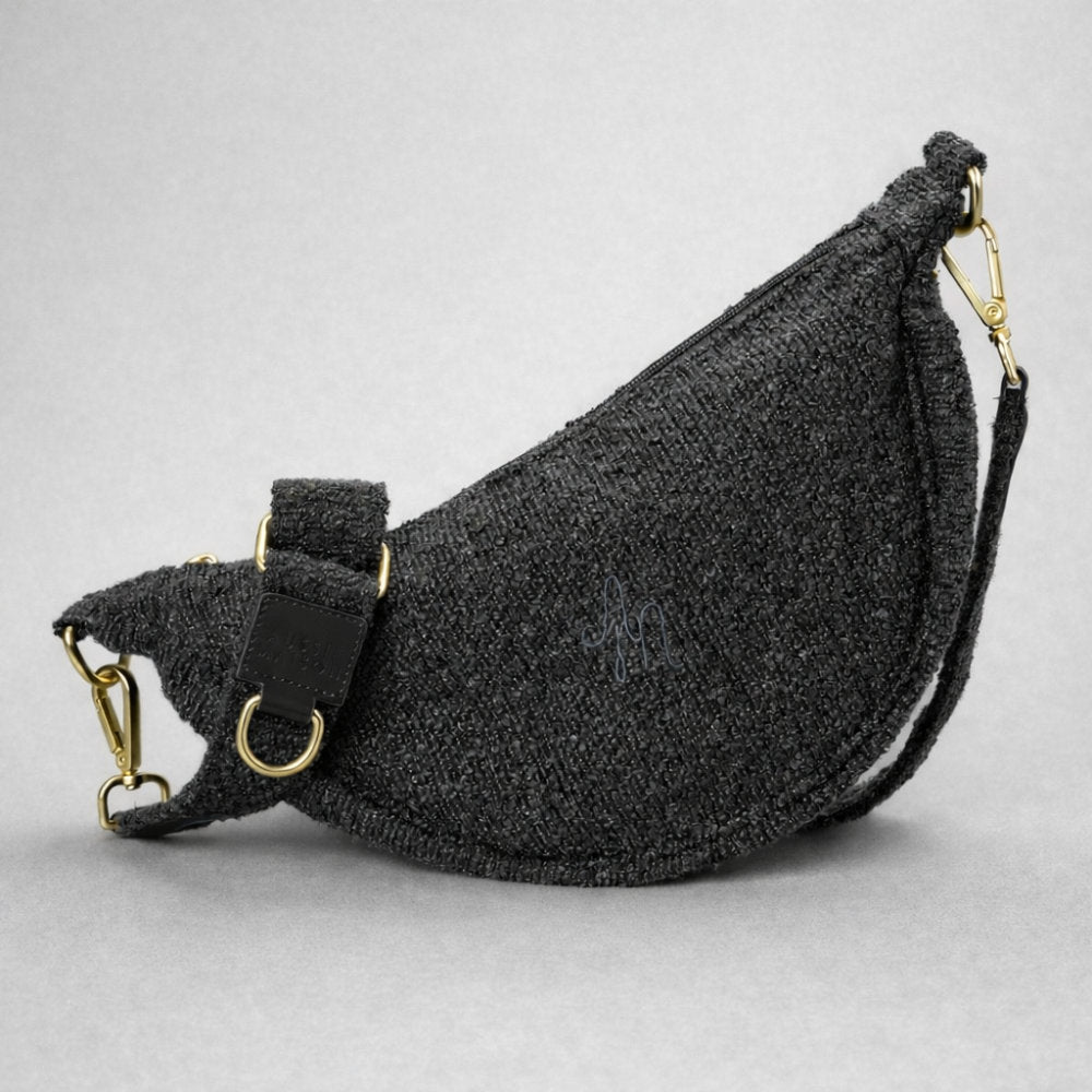 Set Moon Bag + Kapsička na pamlsky Aussie Maison - Graphite Bouclé – Moon Bag Pamlskovník Aussie Maison - Graphite Bouclé