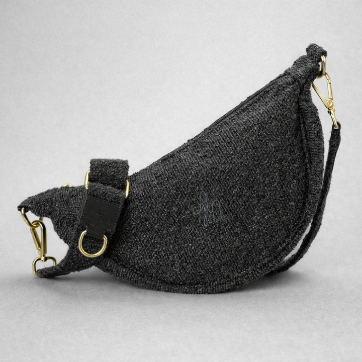 Set Moon Bag + Kapsička na pamlsky Aussie Maison - Graphite Bouclé – Moon Bag Pamlskovník Aussie Maison - Graphite Bouclé