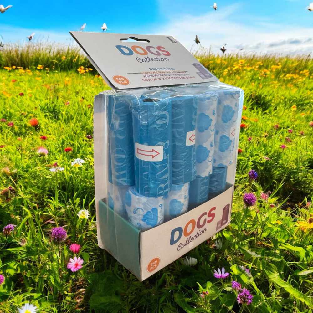 Sáčky na psí bobky z recyklovaného plastu 240ks - Modré