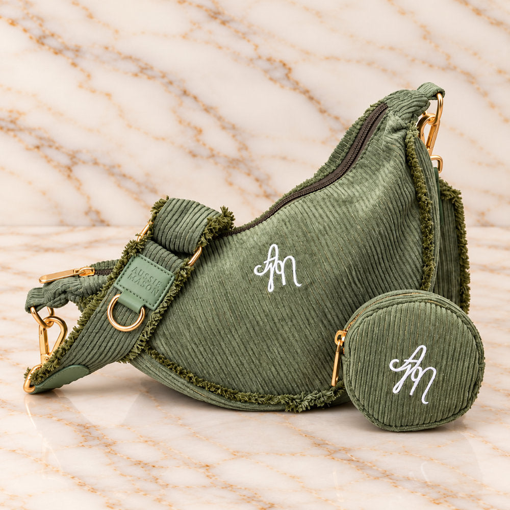 Set Moon Bag + Kapsička na pamlsky Aussie Maison - Khaki Cord Crush