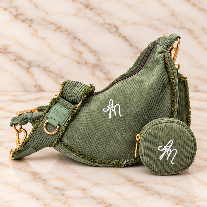 Set Moon Bag + Kapsička na pamlsky Aussie Maison - Khaki Cord Crush