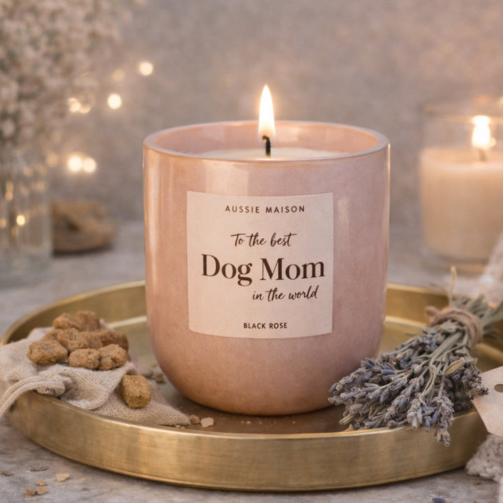 Svíčka Dog Mom Black Rose